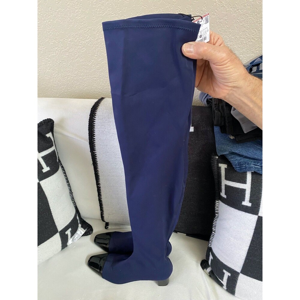Zara Thigh High Fabric With Patent Leather Trim Ladies Trafaluc Boots SZ 7.5/NWT